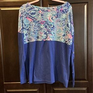 Lilly Pulitzer Blue and Pink Paisley Top